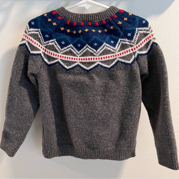 Hanna Andersson Flecked Dark Heather Grey Fair Isle Cardigan Sweater Size 5 - Picture 5 of 7